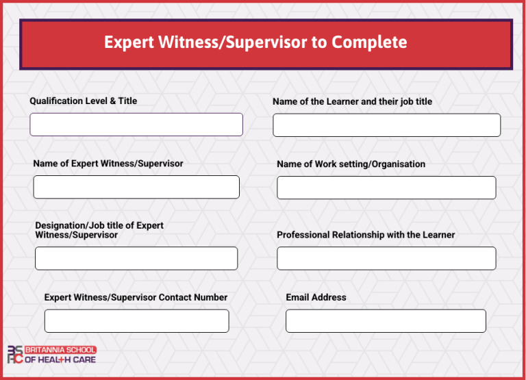 Expert Witness/Supervisor to Complete